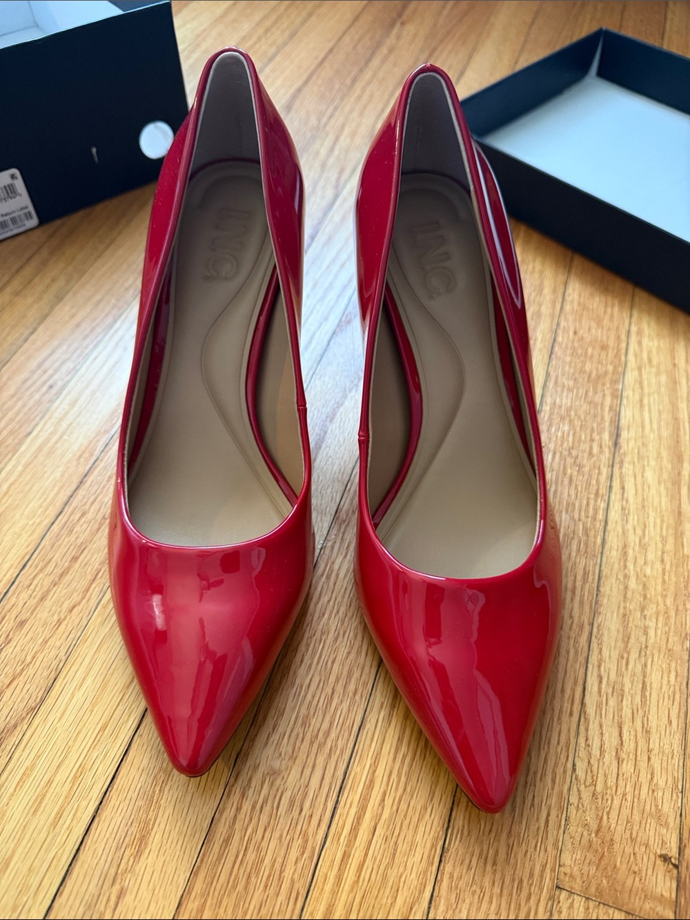 INC International Concepts Red Patent Pointed-Toe Pumps
